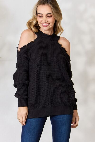 BiBi Cutout Shoulder Long Sleeve Knit Sweater