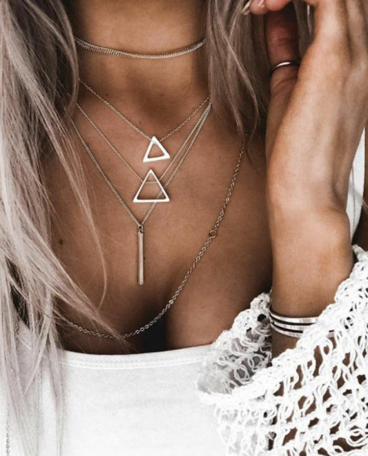 Triangle Bar Pendant Multilayer Women's Necklace