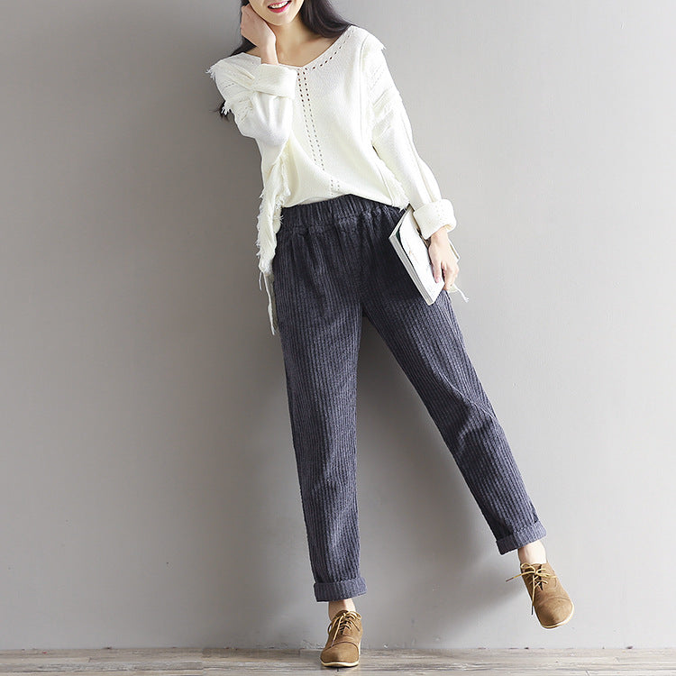 Loose Casual Corduroy Trousers
