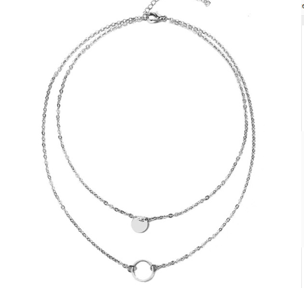 Multi-layered Boho Minimalist Gold Circle Round Pendant Necklace