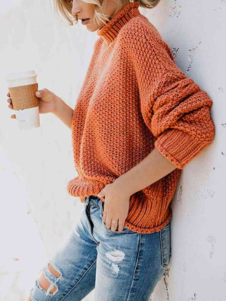 Waffle-knit Pullover Sweater