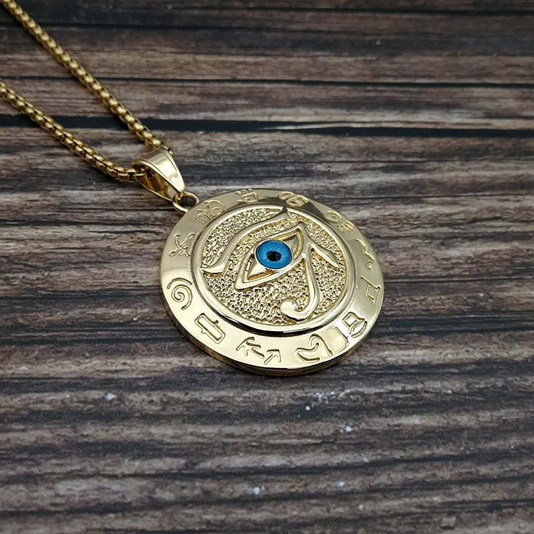 Egyptian Eye of Horus Ra Pendant Necklace Jewelry Chain 24"