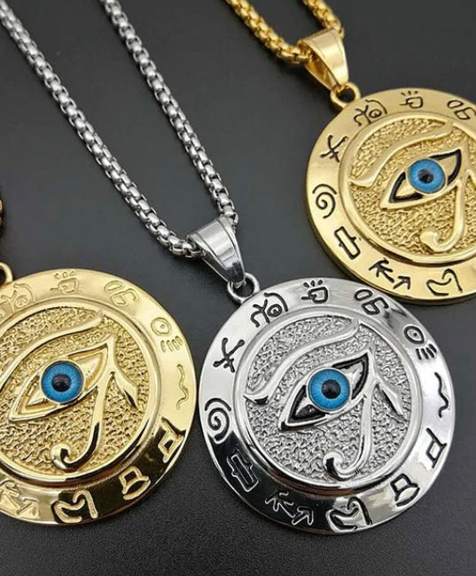 Egyptian Eye of Horus Ra Pendant Necklace Jewelry Chain 24"