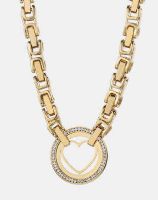 Cutout Heart Shape Inlaid Zircon Chain Necklace