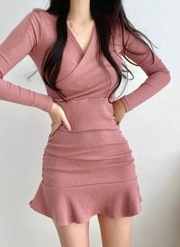 Knitted Mini Ribbed Dress