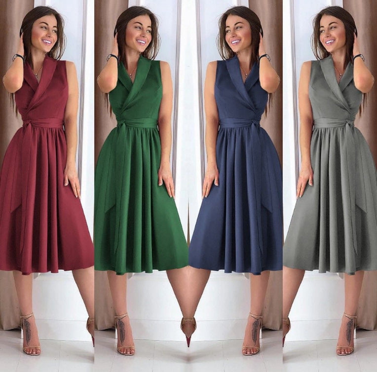 Frenchy Solid Color Sleeveless Dress