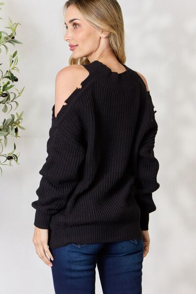 BiBi Cutout Shoulder Long Sleeve Knit Sweater
