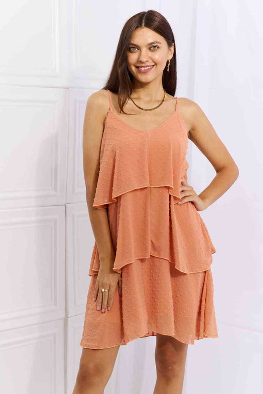 Culture Code Full Size Cascade Ruffle Style Cami Dress in Sherbet