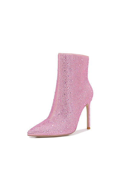Pink Rhinestone Stiletto Boots
