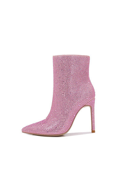 Pink Rhinestone Stiletto Boots